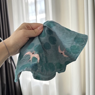 蓝色燕子30cm发圈清新国风棉麻高级感气质民族古典小众潮网红头花