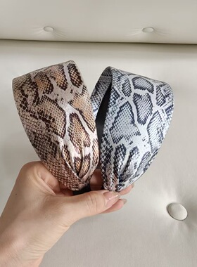 蛇皮宽发箍显脸小瘦个性复古欧美氛围感搭配时髦小众潮网红咖灰色