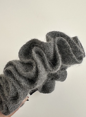 多层荷叶边兔毛发箍褶皱花边灰色气质高级感个性甜美时尚韩版小众