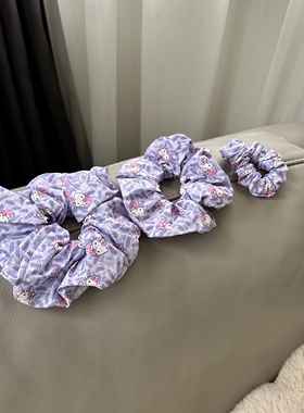 紫色kt棉布发圈韩版卡通可爱猫大肠圈小众潮网红扎发丸子头花皮筋