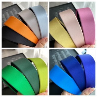 真丝发箍加宽版 韩国网红小众 光泽4cm高级感气质亮彩色欧美潮时尚