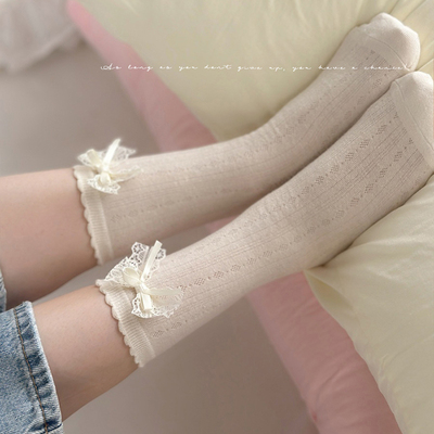 少女堆堆袜镂空中筒袜