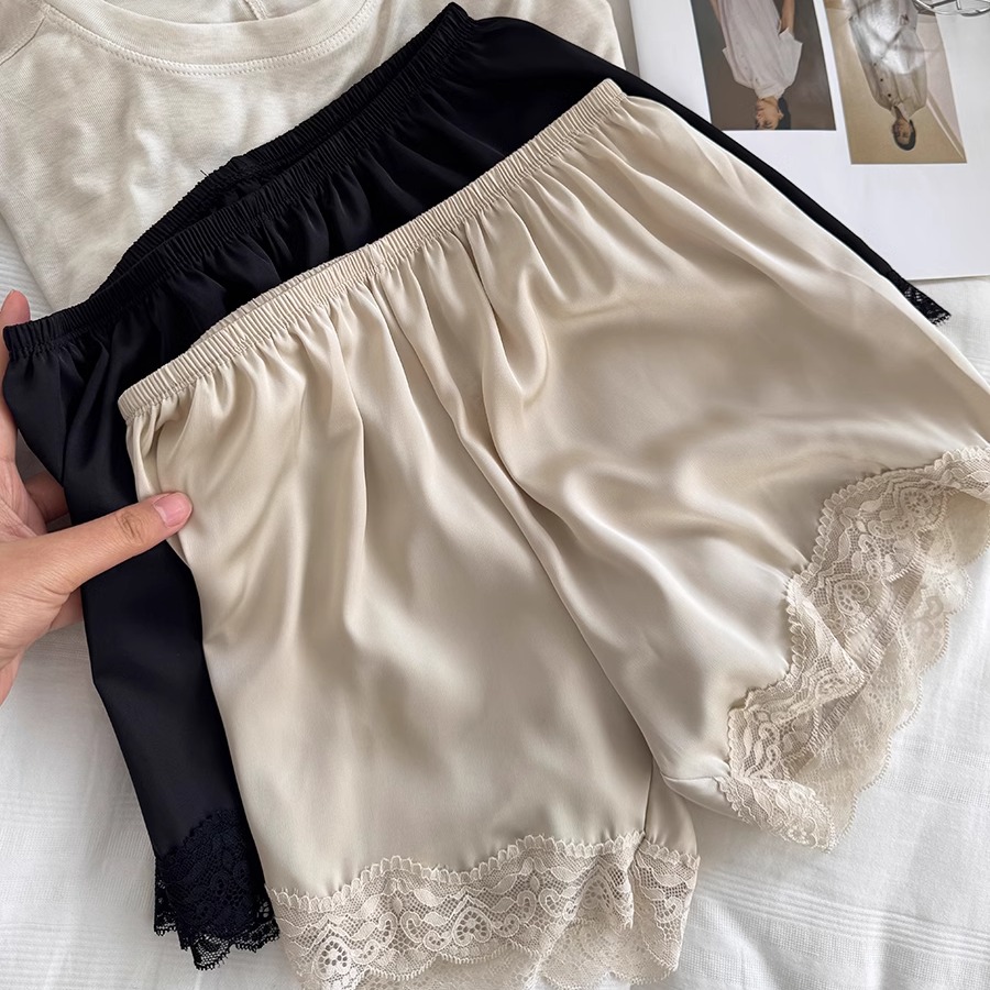 防走光仿真丝缎面纯色简约安全裤