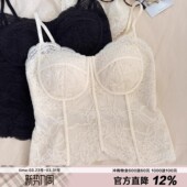 人鱼尾复古蕾丝吊带二合一带胸垫春夏新款 无痕细肩带无痕后背显瘦