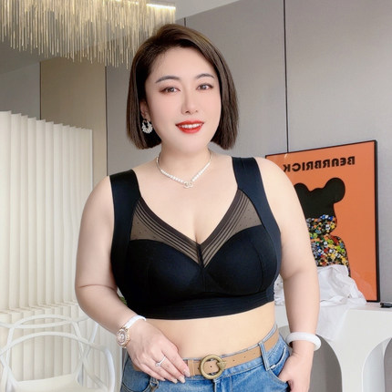 文胸罩无痕无钢圈女运动内衣美背心式冰丝透气薄款大码胖MM200斤