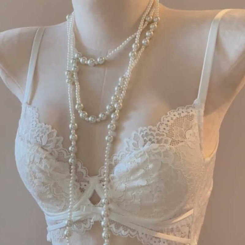 白色内衣女薄款大胸显小胸收副乳防下垂法式性感蕾丝超薄文胸套装