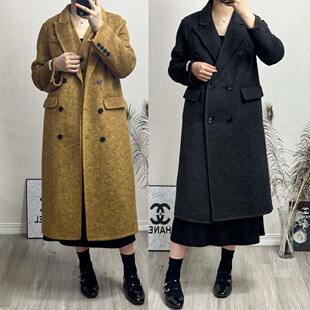 实拍 两件套西装 羊毛大衣外套长毛加厚 韩版 长款