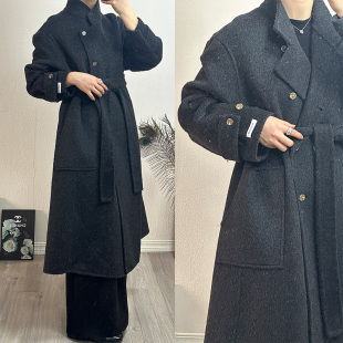 羊毛呢外套 立领宽松韩版 2024秋冬新款 双面羊毛大衣女长款