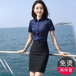 前台工作装 职业套装 面试正装 夏季 干练气质珠宝店工作服套裙 女短袖