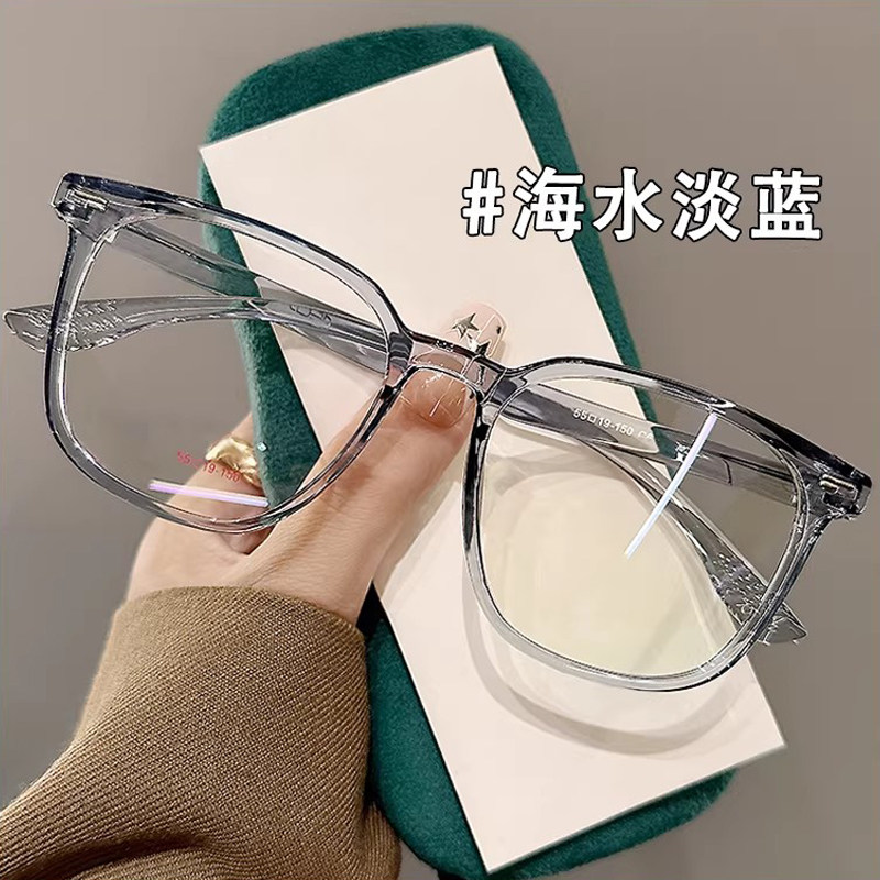 超级轻蓝色潮流TR90平光防蓝光眼镜近视女可配有度数镜片平光眼睛
