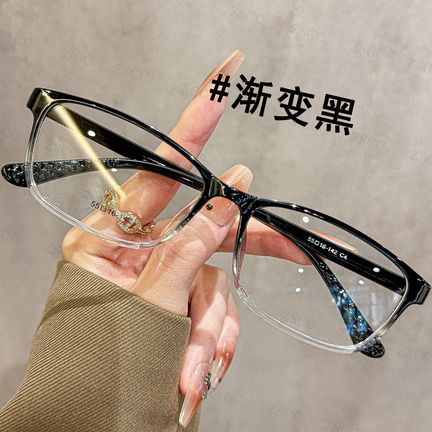 渐变黑超轻TR90眼镜框男近视可配有度数斯文沉稳大脸显瘦眼睛镜架