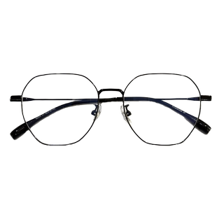 钛架6克大框多边形眼镜女可配有度数镜片奶茶色平光眼睛框架超轻