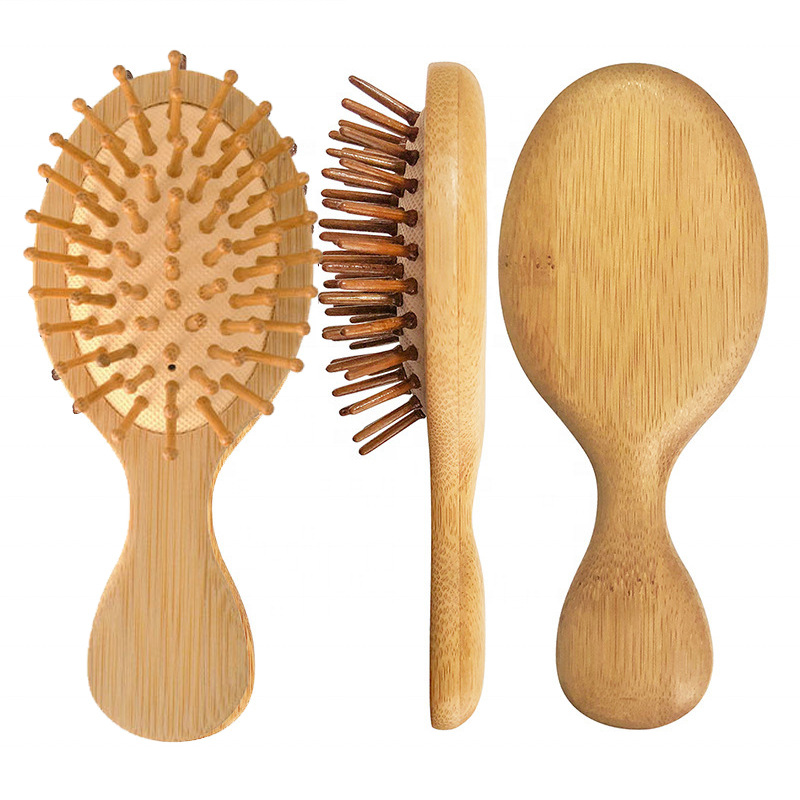 厂家伴手礼楠竹圆形球齿迷你气囊气垫梳酒店按摩梳尖头木梳