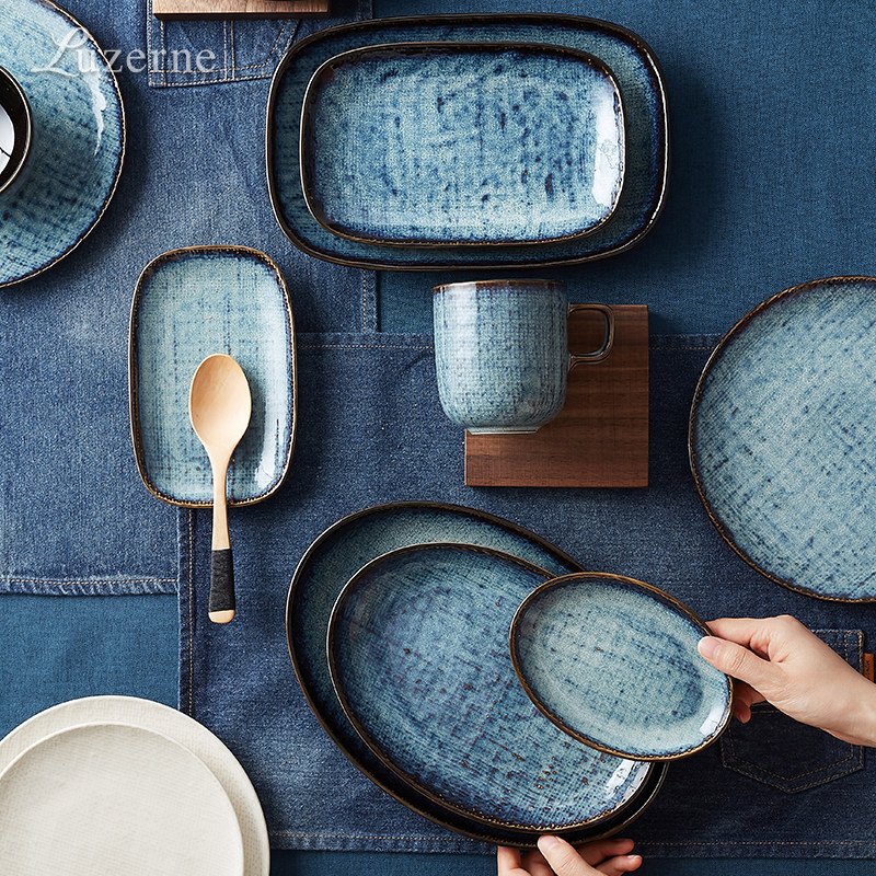 Luzerne陆升黄昏麻布纹轻奢日式简约陶瓷餐具碗碟菜盘鱼盘汤碗,餐饮具,盘,淘宝优惠券,粉丝福利购,淘宝优惠卷