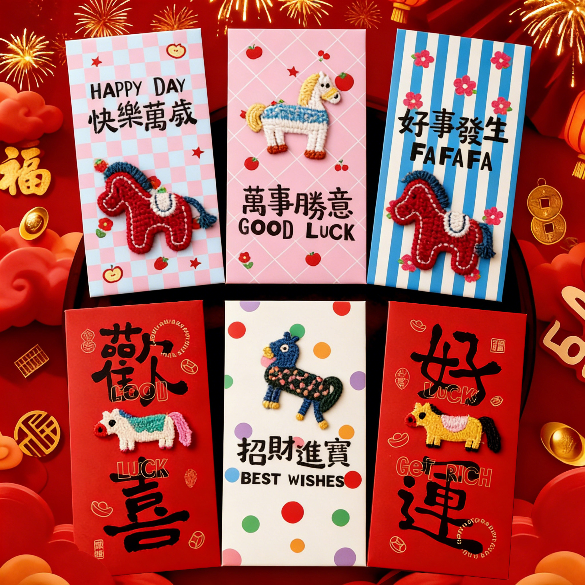 2026马年新款利是封新年红包袋立体刺绣创意卡通春节过年压岁钱包