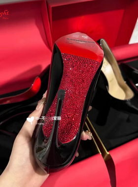 新品水钻红底御姐细高跟黑色单鞋漆皮性感斩男气质女鞋镭射红婚鞋