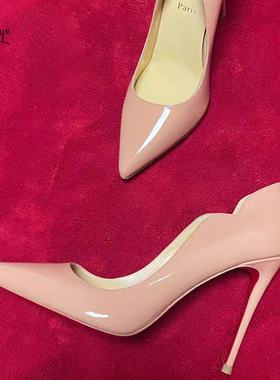 辣妹13cm裸色底cl高跟鞋细跟浅口露趾红色婚鞋单鞋Hot Chick名媛
