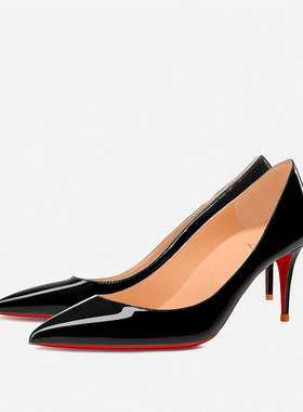 高跟鞋女2023年夏季新款黑色细跟尖头浅口网红性感气质学生礼仪鞋