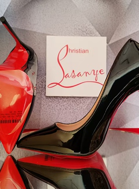 Lasanye2026春秋新款尖头黑色CL红底单鞋真皮浅口性感漆皮高跟鞋