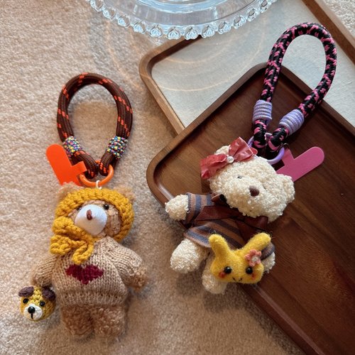 可爱小熊蝴蝶结手机挂件手机绳