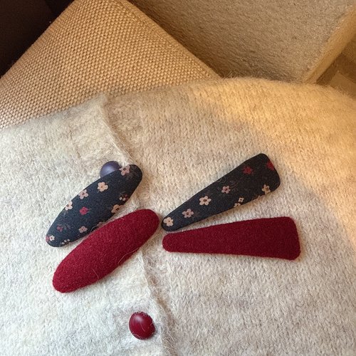 新年发饰复古小碎花三角形对夹