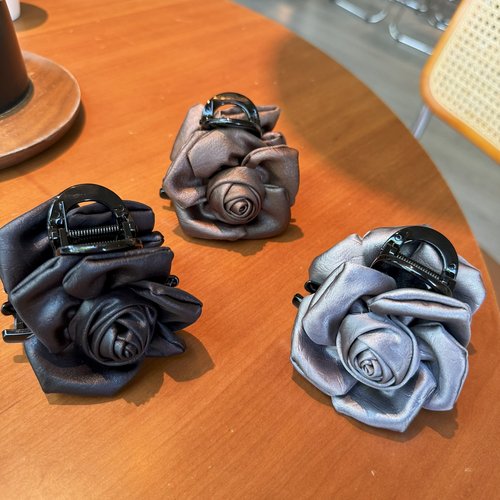 复古优雅玫瑰花抓夹盘发鲨鱼夹