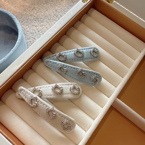 韩系布艺水钻猫咪头饰发夹边夹