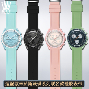 适配OMEGA SWATCH欧米茄联名斯沃琪行星系列弧口硅胶橡胶手表带20