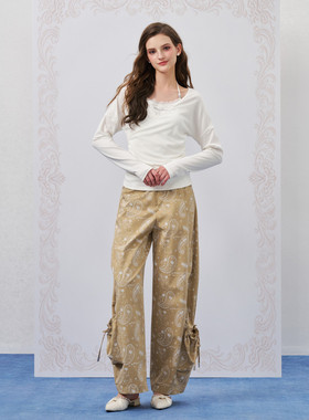 Three Quarters 26SS白色莱赛尔修身两穿长袖休闲百搭女款