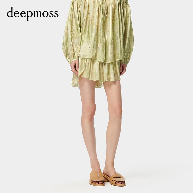 【deepmoss】2024春夏新款女装时尚休闲水泽荡褶拼接飘片高腰裙裤 女装/女士精品 休闲裤 原图主图