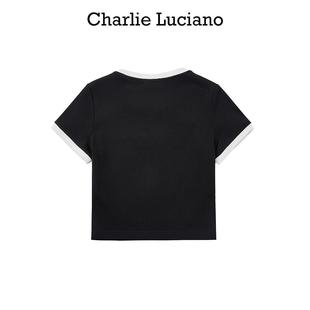 标识机车短款 上衣休闲时尚 Luciano春夏新款 Charlie 潮牌百搭T恤女