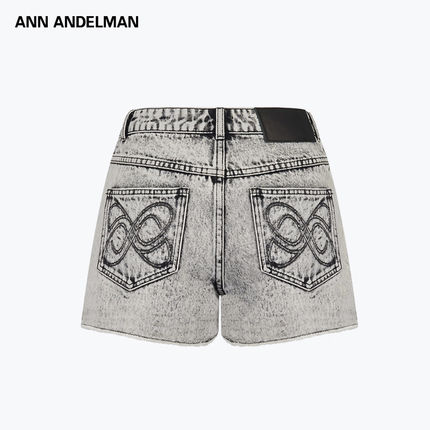 ANN ANDELMAN褪色洗白牛仔超短裤夏季休闲破洞毛边热裤