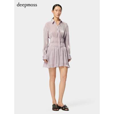 【deepmoss】2024春夏新款女装时尚休闲优雅水泽修身收腰连衣裙