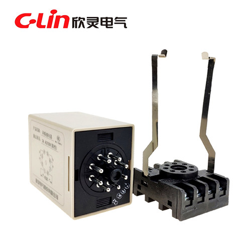 欣灵牌晶体管循环闪烁时间继电器JSZ-2 AC220 DC24V带底座0.5S/秒