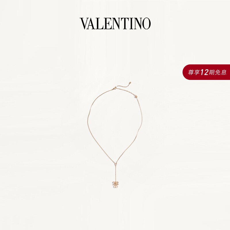 [新品上市]华伦天奴VALENTINO女士VLOGO FLOC 金属和仿水晶项链