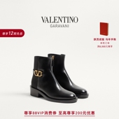 12期免息 华伦天奴VALENTINO女士 VLOGO SIGNATURE 牛皮革踝靴