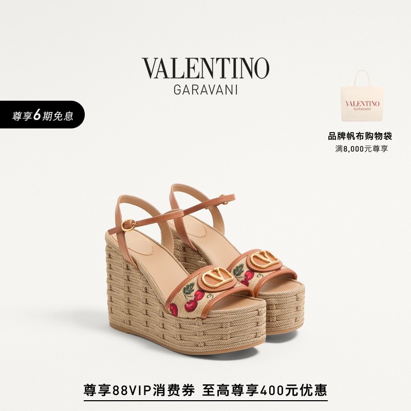 [礼物]华伦天奴VALENTINO女士 VLOGO SIGNATURE 樱桃凉鞋