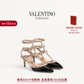 礼物 12期免息 华伦天奴VALENTINO女士 ROCKSTUD铆钉高跟鞋 凉鞋