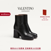 24期免息 礼物 华伦天奴VALENTINO女士FAWCETTE牛皮革厚底短靴