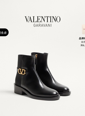 [12期免息]华伦天奴VALENTINO女士 VLOGO SIGNATURE 牛皮革踝靴