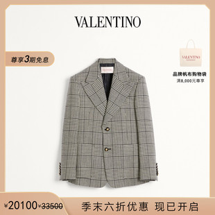华伦天奴VALENTINO男士 末优惠 威尔士亲王格单排扣羊毛夹克 季