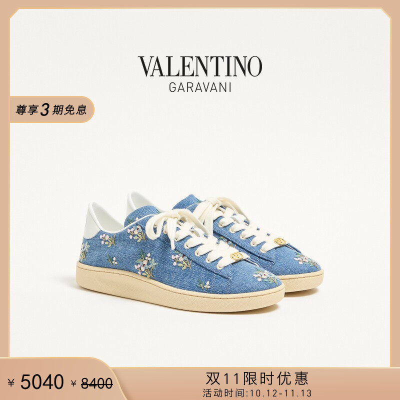 [双11限时优惠]华伦天奴VALENTINO女士 ROYCO 女士花卉刺绣运动鞋
