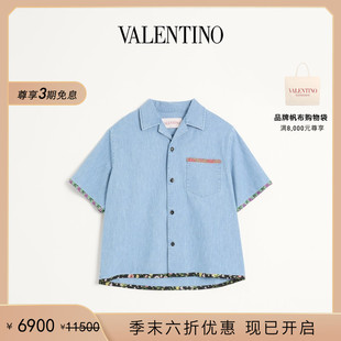 季 花卉牛仔短袖 末优惠 华伦天奴VALENTINO男士 保龄球衬衫 礼物