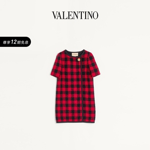 华伦天奴VALENTINO女士棋盘格纹粗花呢短款 连衣裙
