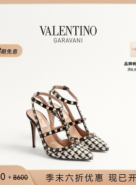 [季末优惠]华伦天奴VALENTINO女士 ROCKSTUD 千鸟格高跟鞋凉鞋