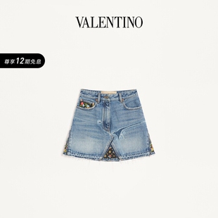 12期免息 上市 华伦天奴VALENTINO女士牛仔短裙 新品