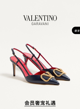 华伦天奴VALENTINO女士 VLOGO SIGNATURE 高跟鞋凉鞋[礼物]