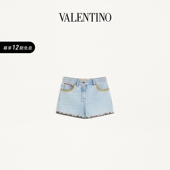 华伦天奴VALENTINO女士刺绣花边牛仔短裤 12期免息 礼物