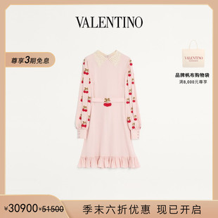 礼物 末优惠 华伦天奴VALENTINO女士乔其纱樱桃图案连衣裙 季