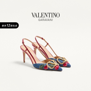 华伦天奴VALENTINO女士VLOGO SIGNATURE樱桃刺绣高跟鞋